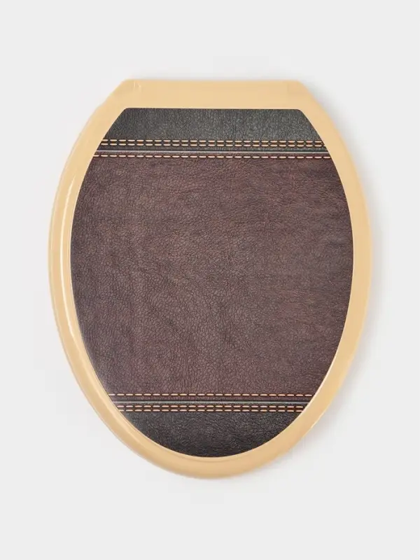 Сиденье для унитаза &laquo;Декор. Кожа&raquo;, 44.5&times;37.5 см, с крышкой, коричневое