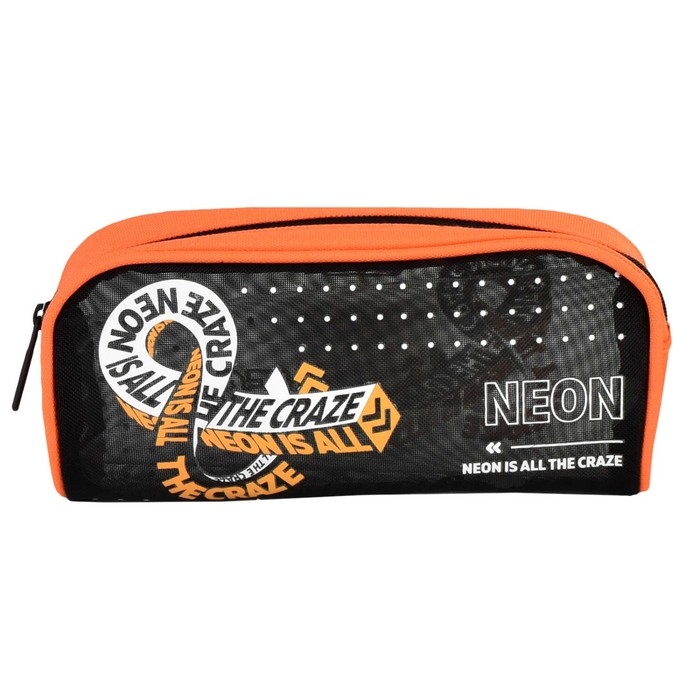Пенал мягкий, 1 отделение, 60 х 200 х 90 мм, объёмный, Феникс  Пенал мягкий, 1 отделение, 60 х 200 х 90 мм, объёмный, Феникс "Неоновый оранжевый" чёрный/оранжевый 61935