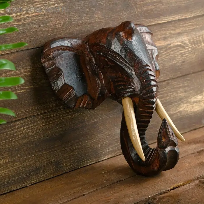 Панно Панно "Голова слона" дерево 27х11х30 см