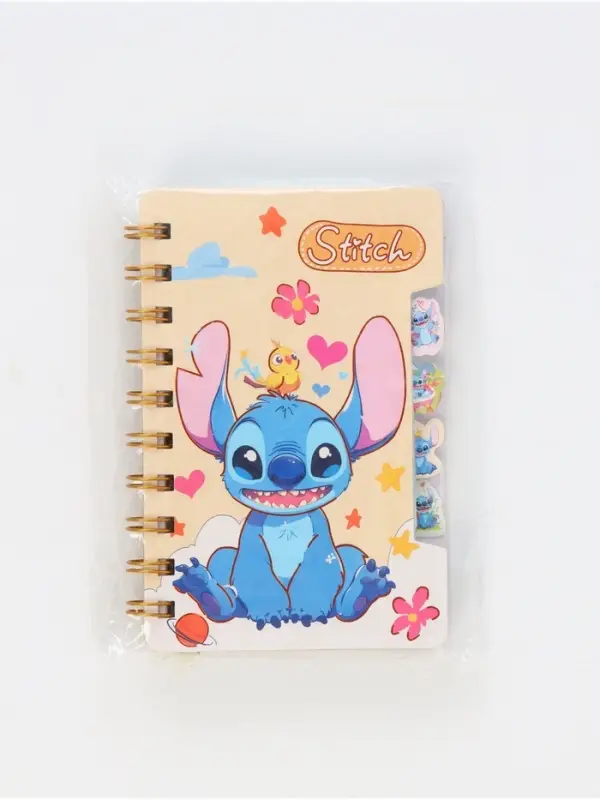 Блокнот с разделителями А6 “Стич и птичка”, 65л