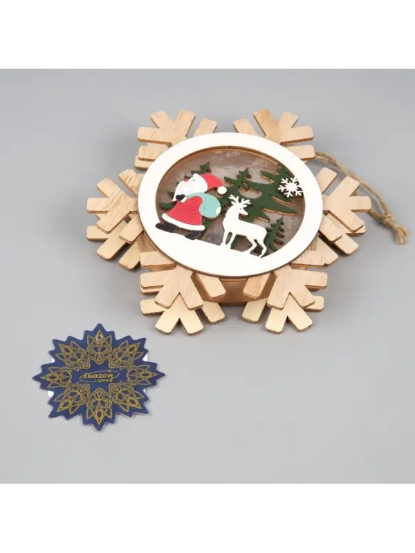 Ёлочная игрушка &laquo;Дед Мороз с подарками&raquo;, 15.5 см, 1 LED, от батареек, свечение тёплое белое