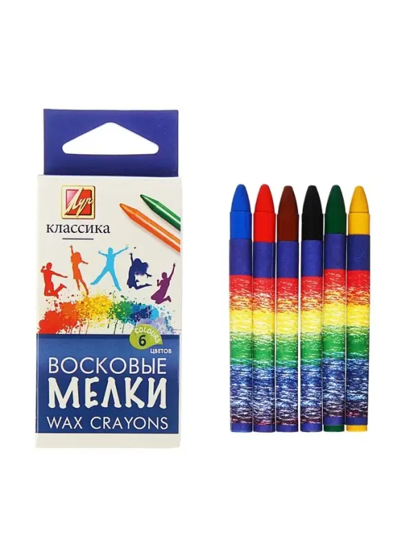 Мелки восковые, 6 цветов, &laquo;Луч&raquo;, круглые