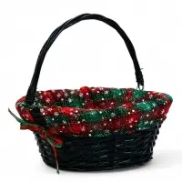 Корзина плетеная 32 х 32 х 14 см, ручка h=14 см зеленый НГ ткань