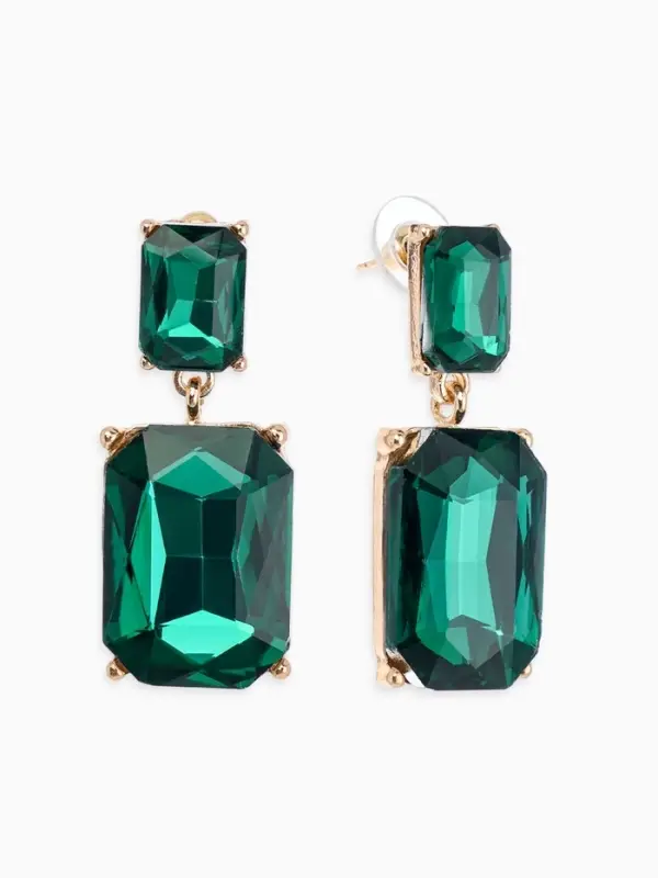 Серьги со стразами &laquo;Клео&raquo;, классика, цвет изумрудный в золоте