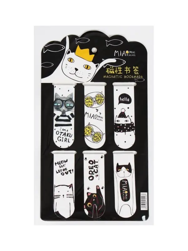 Набор магнитных закладок для книг Calligrata &laquo;Кошки&raquo;, 6 штук, МИКС
