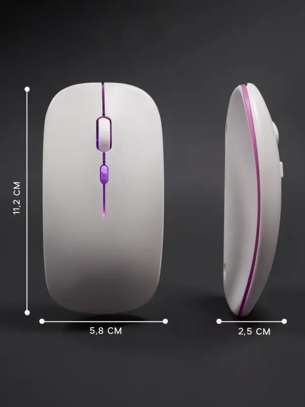 Мышь MB-2.4 беспроводная, оптическая, подсветка, 800-1600 dpi, USB, Bluetooth, серебристая