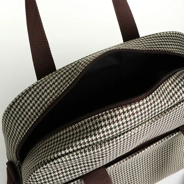 Сумка дорожная на молнии, наружный карман, длинный ремень, цвет бежевый/коричневый Сумка дорожная на молнии, наружный карман, длинный ремень, цвет бежевый/коричневый