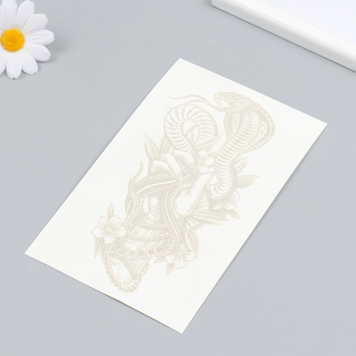 Татуировка на тело синяя Татуировка на тело синяя "Кобра в руке" 18х11 см