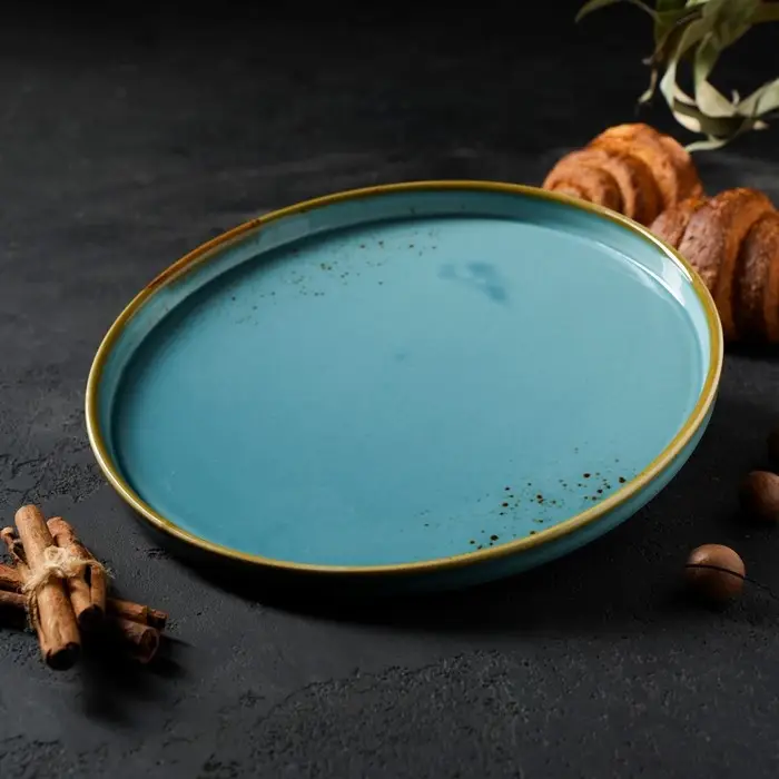 Тарелка с бортиком Magistro &laquo;Церера&raquo;, d=25.5 см, фарфор, голубая