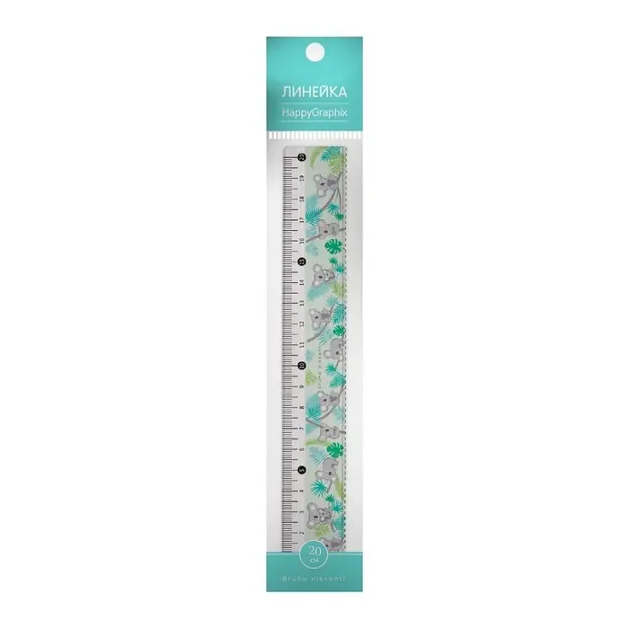 Линейка 20 см HappyGraphix Линейка 20 см HappyGraphix "Коалы", с волнистым краем