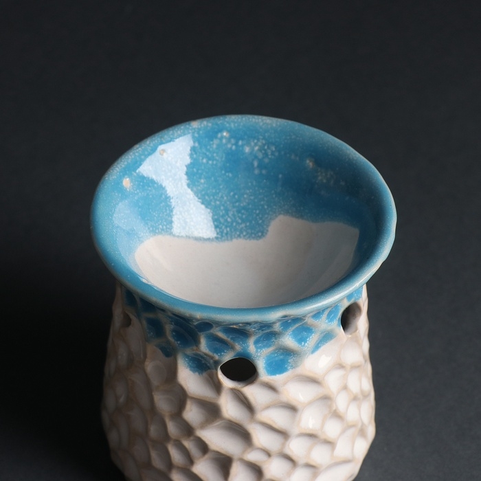 Аромалампа керамика  Аромалампа керамика "Узорчатая абстракция" синий 8,5х8,5х9,5 см