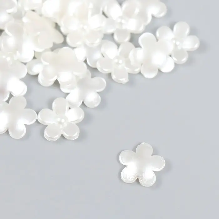 Декор для творчества пластик "Цветочек" жемчужный набор 35 шт 0,9х0,9 см