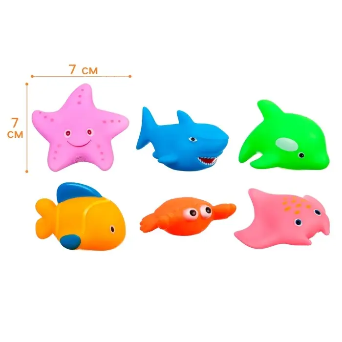 Резиновые игрушки для ванны Крошка Я &laquo;Океан&raquo;, в наборе 6 шт., с пищалкой