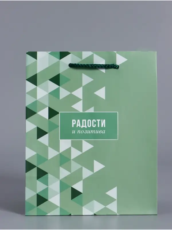 Пакет подарочный ламинированный &laquo;Радости и позитива&raquo;, зелёный, 18&times;22.3&times;10 см