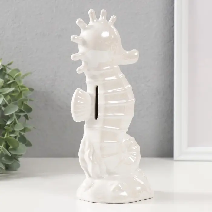 Копилка для денег &laquo;Морской конёк&raquo;, керамика, перламутр, 9.5&times;8.2&times;21 см