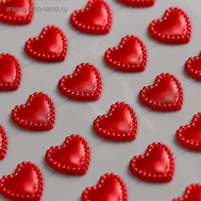 Наклейка пластик стразы "Сердечки-кристаллы с рисунками" 1,1х1,1 см МИКС 23х9,5 см