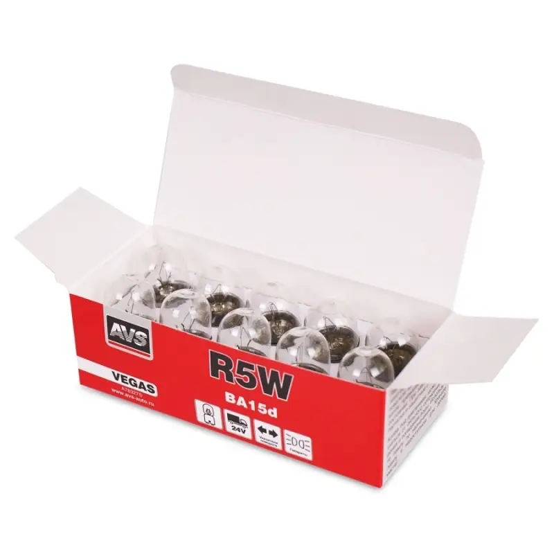 Лампа AVS Vegas 24V. R5W(BA15d) BOX 10шт.