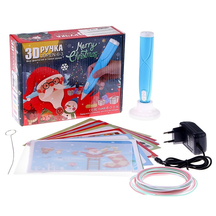 3D ручка «Новый год» набор PСL пластика, мод. PN005, цвет голубой 3D ручка «Новый год» набор PСL пластика, мод. PN005, цвет голубой