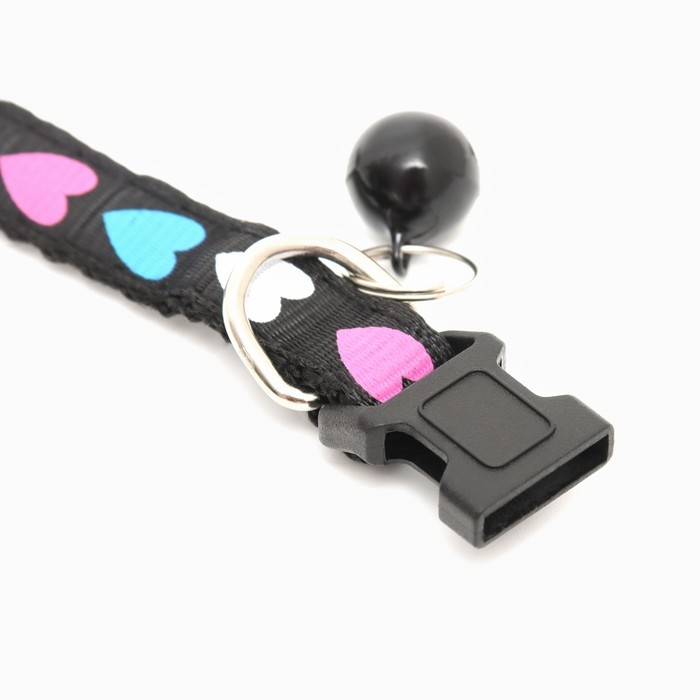 Ошейник двухслойный с фастексом Ошейник двухслойный с фастексом "Сердечки" 30 х 1 см, чёрный