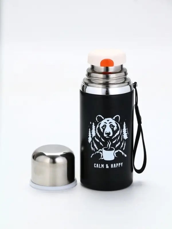 Термос Термос "Calm and happy", чёрный, 600мл