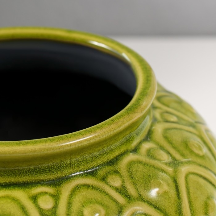 Сувенир интерьерный керамика вазон Сувенир интерьерный керамика вазон "Чешуйки" зелёный 15х22х22 см