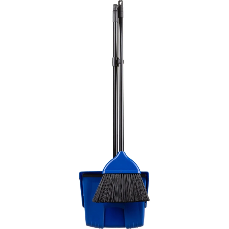 Набор для уборки совок-ловушка с метлой на рукоятке, син