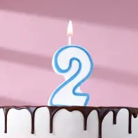 Свеча для торта «Цифра 2», 7 см, МИКС