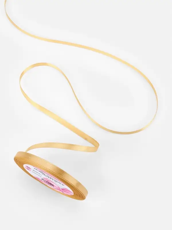 Лента атласная, 6 мм, 23&plusmn;1 м, золотисто-бежевая №186