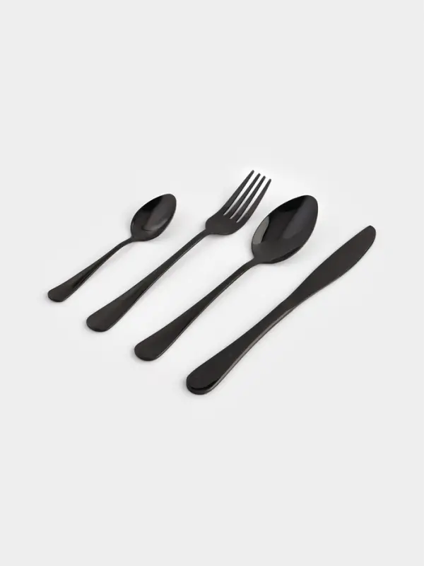 Столовые приборы Magistro, 24 предмета, на 6 персон, нержавеющая сталь, чёрные