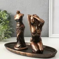 Набор фигур "Богини" на подносе, высота 16 см, цвет винтажная бронза Набор фигур "Богини" на подносе, высота 16 см, цвет винтажная бронза