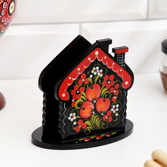 Салфетница «Домик», 7 х 10 см, хохлома Салфетница «Домик», 7 х 10 см, хохлома