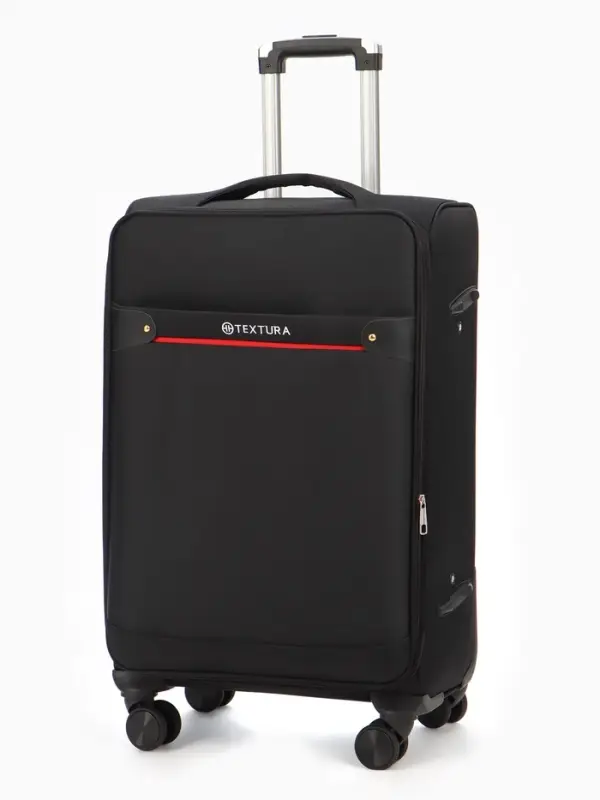 Чемодан на колёсах TEXTURA, кодовый замок, с увеличением, 42&times;26&times;68 см, 24", чёрный