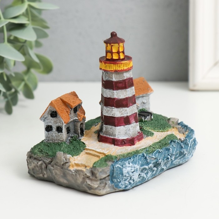 Фигурка для флорариума полистоун "Деревушка у маяка" МИКС 10х7х8,5 см