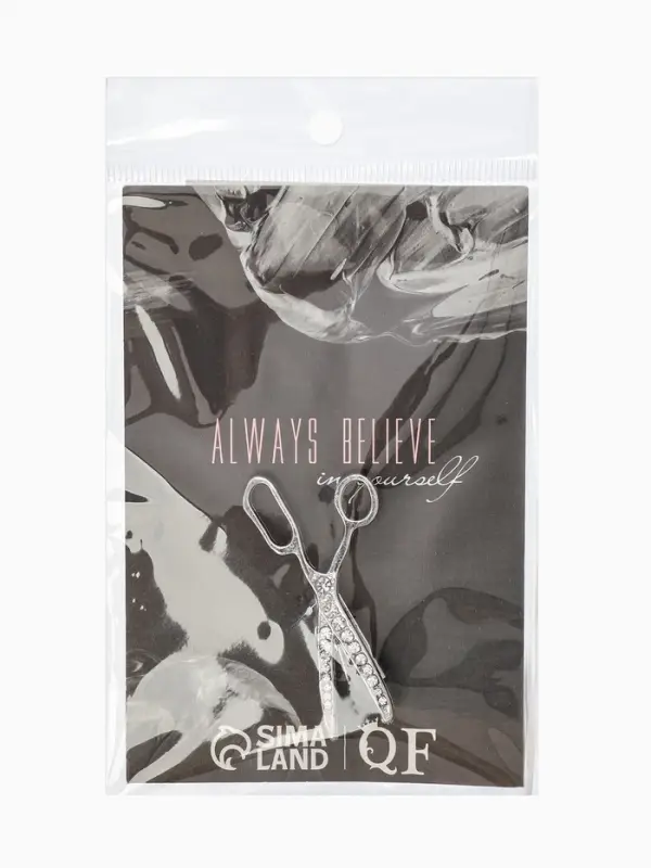 Брошь &laquo;Ножницы&raquo;, белая в серебре