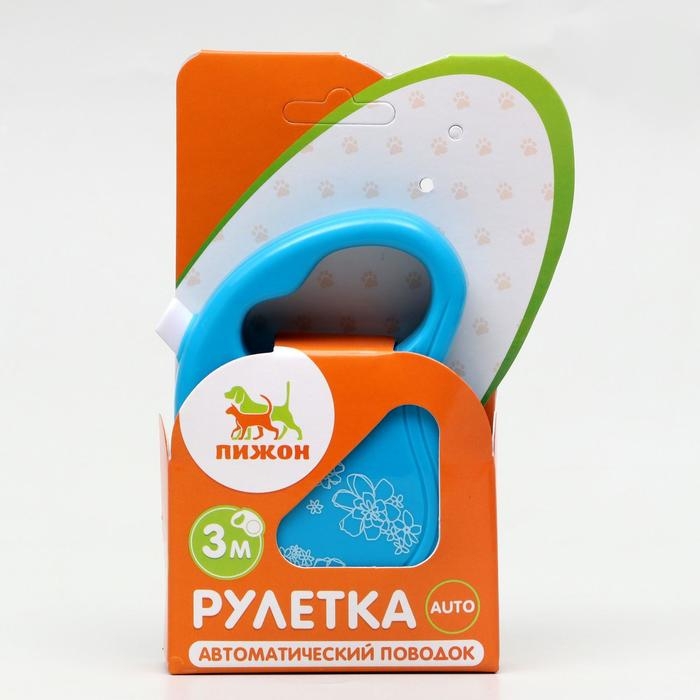 Рулетка  Рулетка "Цветы", 3 м, до 10 кг, голубая