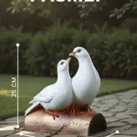 Садовая фигура из полистоуна &laquo;Голуби Пара на трубе&raquo;, 25&times;14&times;22 см