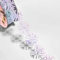 Лента декоративная фигурная 22мм*10±0,5ярд(9,1м±0,5м) фигурные снежинки голография АУ