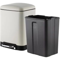 Ведро мусорное с педалью и доводчиком Luscan 6л,бежевое,прямоуг,металл