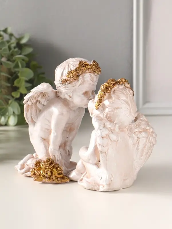 Фигура полистоун "Ангелочки целуются" 16х17х10 см