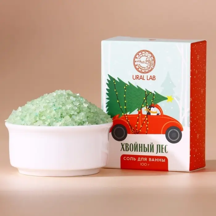 Соль для ванны URAL LAB, 100 г, аромат хвойного леса
