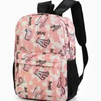 Рюкзак школьный на молнии, с карманами, с рисунками, размер 30&times;13&times;42 см, серый/розовый