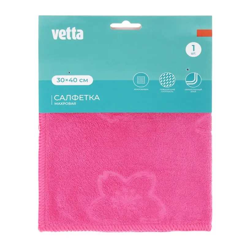 VETTA Салфетка из микрофибры универсальная махровая с узором, 30х40см, 300 г/кв.м.