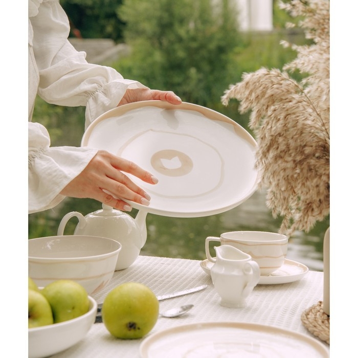 Тарелка фарфоровая обеденная SL Home «Гато», d=28 см, цвет белый Тарелка фарфоровая обеденная SL Home «Гато», d=28 см, цвет белый