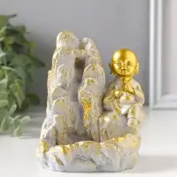 Подставка для благовоний &laquo;Хотей на скале&raquo;, стелющийся дым, беж с патиной, 9.5&times;7&times;12.5 см