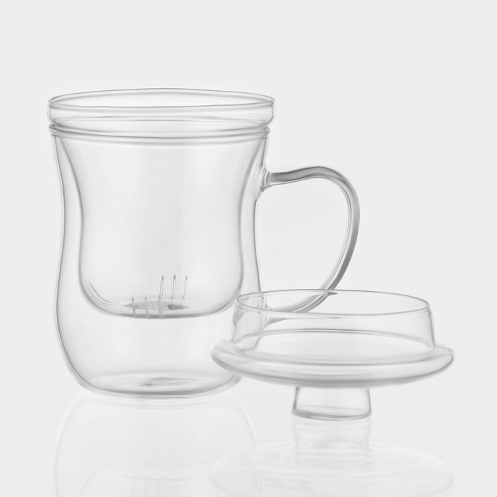 Кружка стеклянная для заваривания с ситом «Софи», 350 мл