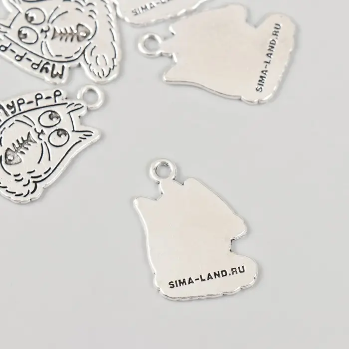 Металлический элемент, декоративная подвеска «Арт Узор. Котёнок со скелетом рыбки: Мур-р-р», 1.8×2.5 см