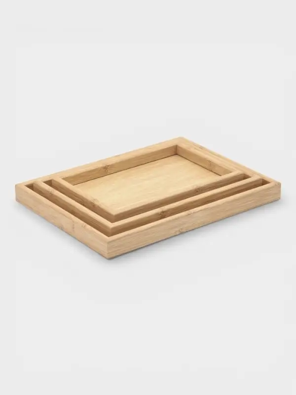 Подносы Доляна, набор 3 шт., 40&times;30 см, 35&times;25 см, 30&times;20 см, дерево, бежевые