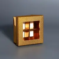 Коробка для 4 конфеты золото глиттер, 8.5&times;8.5&times;4 см