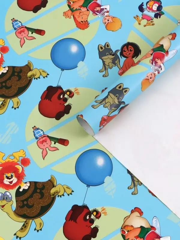 Бумага упаковочная глянцевая &laquo;Добрые мультики&raquo;, 70&times;100 см