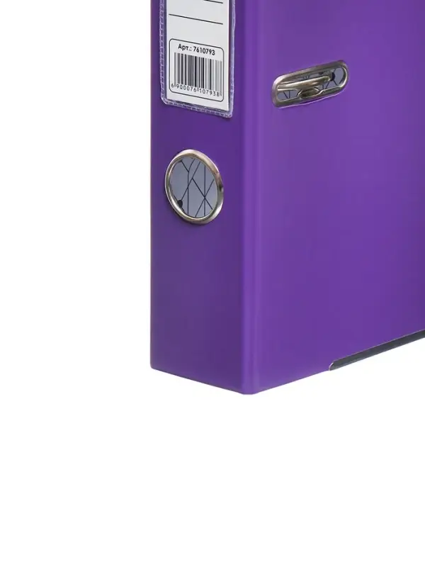 Папка-регистратор А4, 50 мм, ПВХ, тиснение &laquo;лен&raquo;, металлическая окантовка, карман на корешок, собранная, фиолетовая